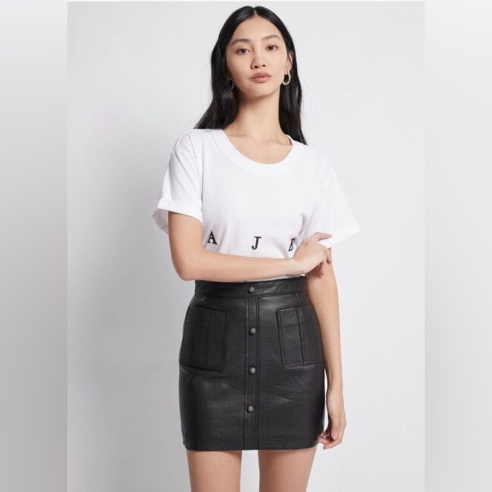 Aje Shrimpton Black 100% Leather Skirt US 4